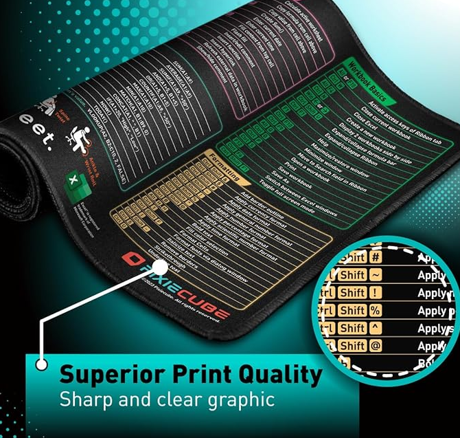 Excel Short Cut Keys Mousepad